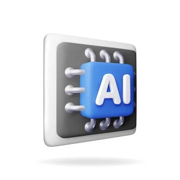 3d AI Chip isolated. Artificial intelligence Stock Illustration