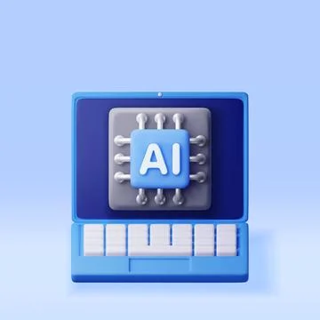 3d AI chip in laptop. Stock Illustration