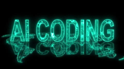 3d AI coding text technology earth map animation glowing cyan Stock Footage 260688413