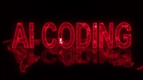 3d AI coding text technology earth map animation glowing red Stock Footage 260688487