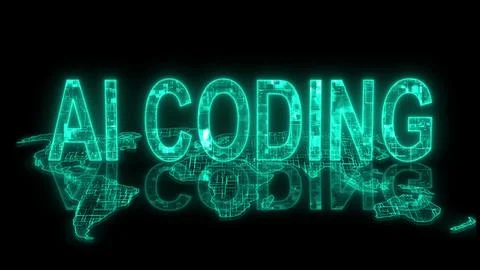 3d AI coding text technology earth map glowing cyan Stock Illustration