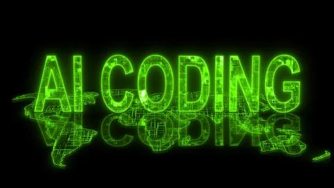 3d AI coding text technology earth map glowing green Stock Illustration