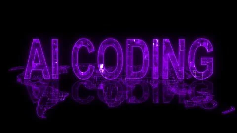 3d AI coding text technology earth map glowing purple Stock Illustration