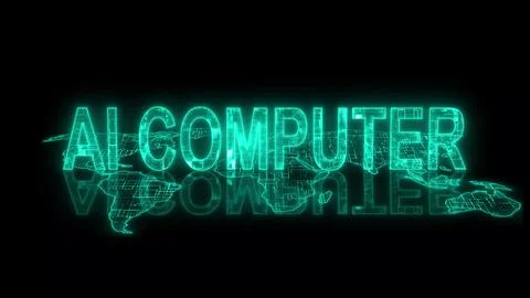 3d AI computer text technology earth map glowing cyan Stock Photos