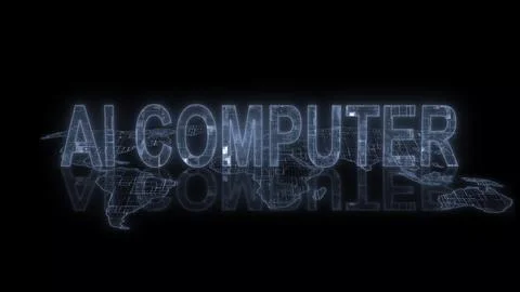 3d AI computer text technology earth map Stock Photos