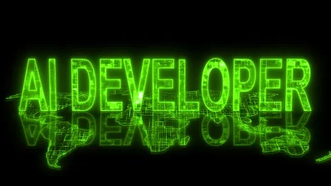 3d AI developer text technology earth map animation glowing green Video stock 260688702