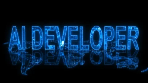3d AI developer text technology earth map animation glowing Video stock 260688756