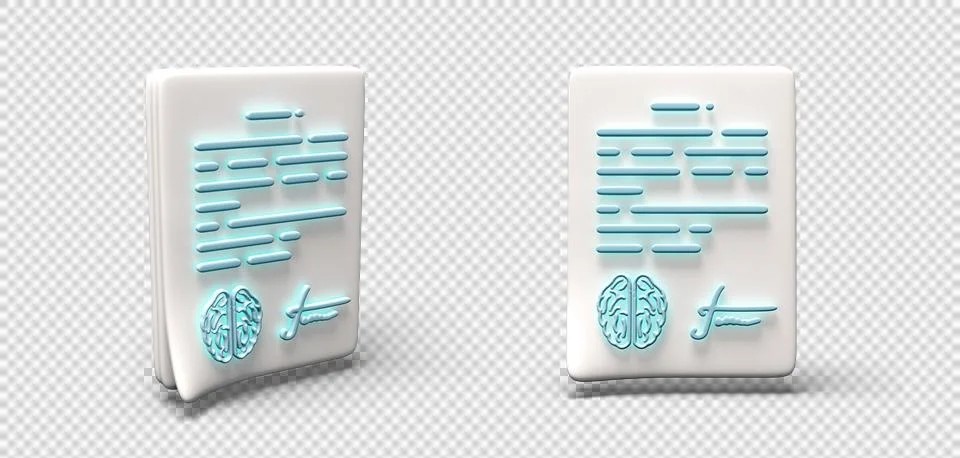 3D AI Document Icon イラスト素材