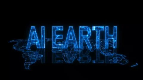 3d AI earth text technology earth map glow Stock Photos