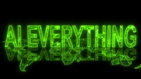 3d AI everything text technology earth map animation glowing green Stock Footage 260787976