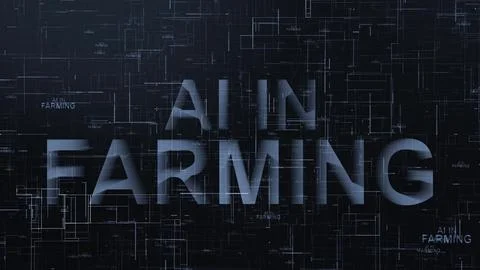 3d AI in farming text technology data line Stock Illustration
