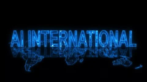 3d AI international text technology earth map glow Stock Photos