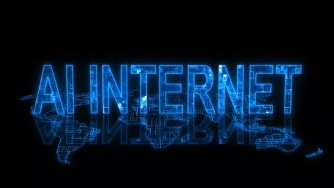 3d AI internet text technology earth map glow Stock Photos