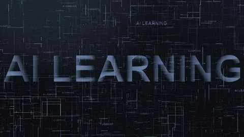 3d AI Learning text technology data line 스톡 일러스트