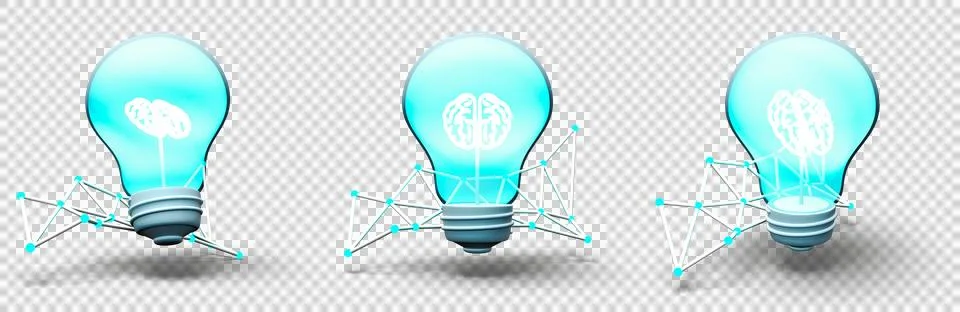 3D AI Light Bulb Icon イラスト素材