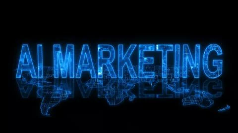 3d AI marketing text technology earth map glow Stock Illustration