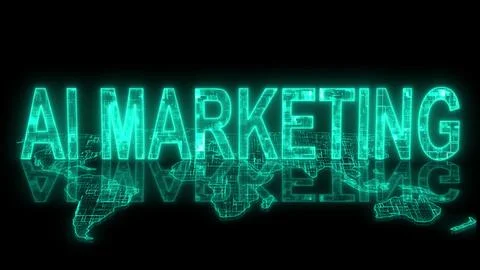 3d AI marketing text technology earth map cyan glow Stock Illustration