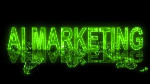 3d AI marketing text technology earth map green glow Stock Illustration