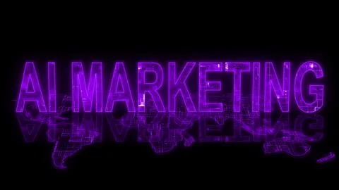 3d AI marketing text technology earth map purple glow Stock Illustration
