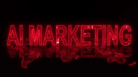 3d AI marketing text technology earth map red glow Stock-Illustration