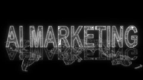 3d AI marketing text technology earth map white glow Stock Illustration