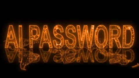 3d AI password text technology earth map glowing orange Stock Illustration