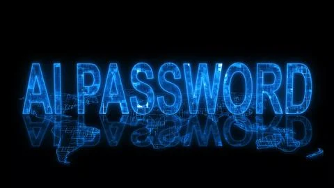 3d AI password text technology earth map glowing Stock Photos
