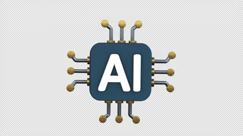 3D AI Processor Chip Icon Animation Stock Footage 345980836