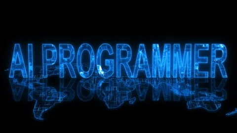 3d AI programmer text technology earth map animation glow Stock Footage 260688956