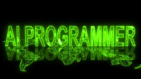 3d AI programmer text technology earth map animation green glow Stock Footage 260688959