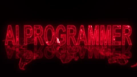 3d AI programmer text technology earth map animation red glow Stock Footage 260688981