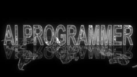 3d AI programmer text technology earth map animation white glow Stock Footage 260688985