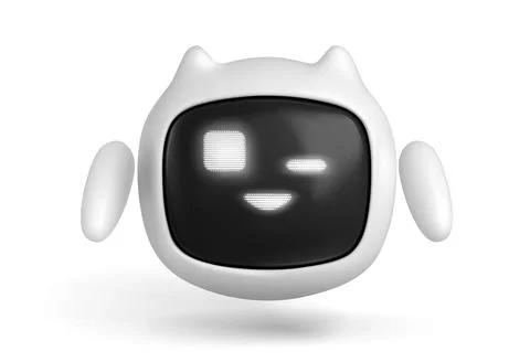 3d ai robot character. Chat bot wink mascot icon Stock Illustration