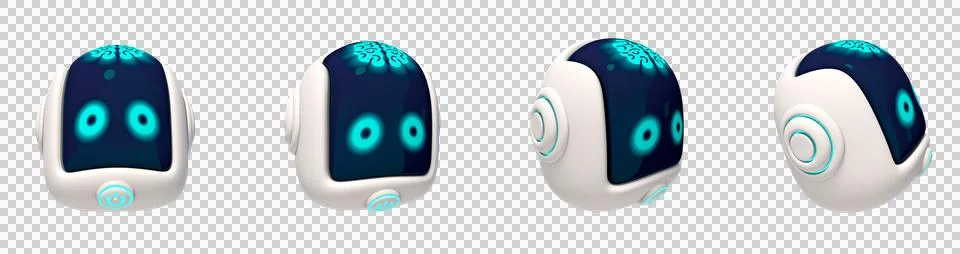 3D AI Robot Head Icon Stock Illustration