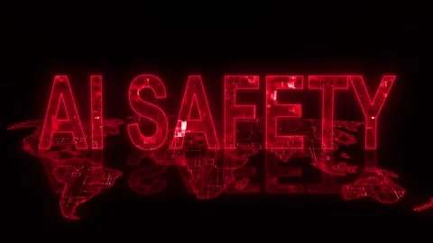 3d AI safety text technology earth map animation red glowing Stock Footage 260154671
