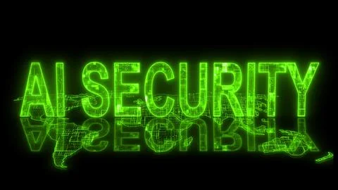 3d AI security text technology earth map glowing green Stock Illustration