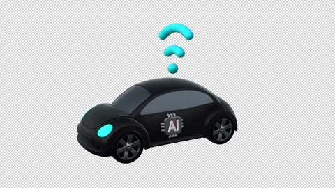 3D AI Smart Car Icon Animation Stock Footage 345980831