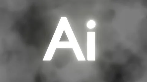 3d Ai text with glow on a cloudy background イラスト素材