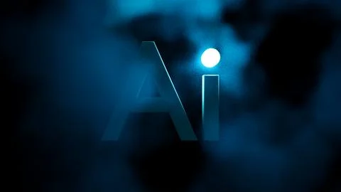 3d Ai text with glow on a cloudy background Illustrazione stock