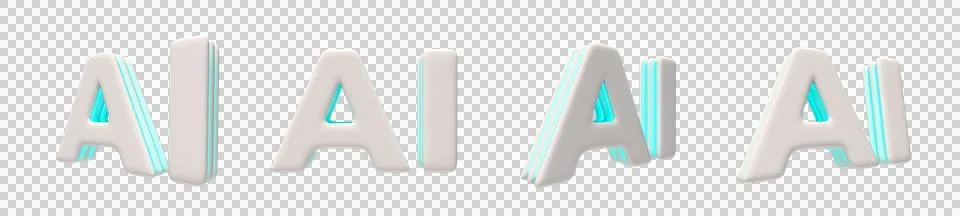 3D AI Text Icon Stock Illustration