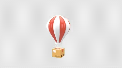 3D Air Balloon Package Delivery Icon for Modern E-commerce Logistics Stock Footage 313466866