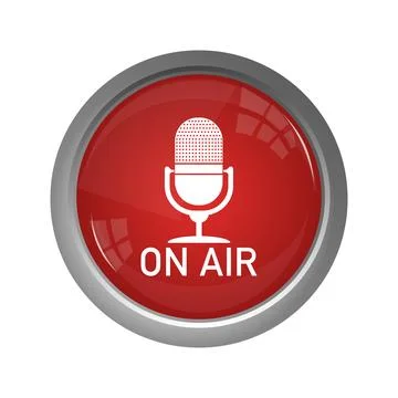 3d on air button for banner design. Red on air button with light background Stock Illustration