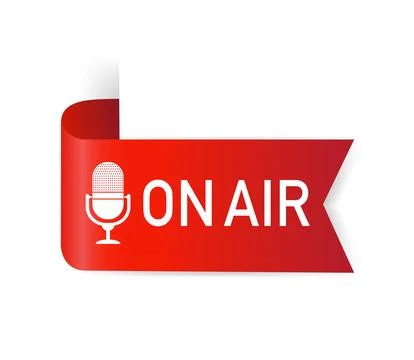 3d on air button for banner design. Red on air button with light background Stock Illustration