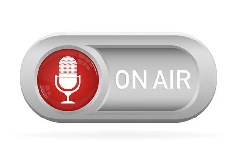 3d on air button for banner design. Red on air button with light background 스톡 일러스트