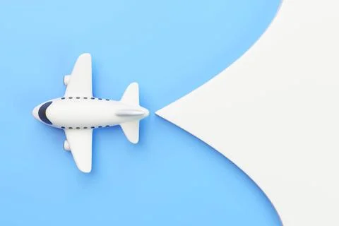 3D airplane changing direction on blue background Illustrazione stock