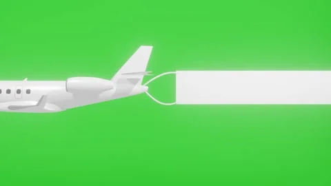3D airplane flies with blank space banner on green screen background Stock Footage 288795895