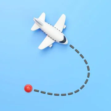 3D Airplane Flight Route Concept Stock Illustration