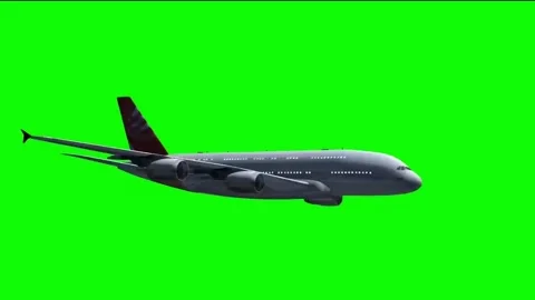 3D Airplane Flying Side View Green Screen Keying Footage Stock Footage 340675694
