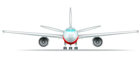 3D airplane isolated on white background, front view, colorful illustration Ilustración de archivo