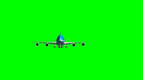 3D Airplane Landing Front Approach Green Screen Footage Stock Footage 340675702